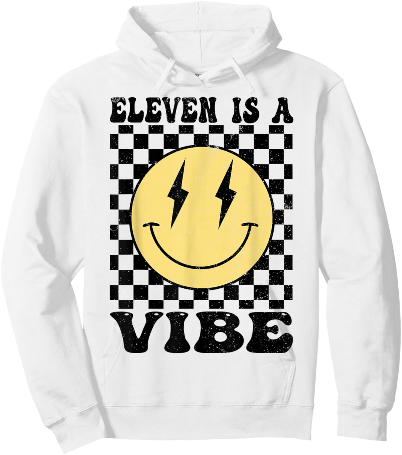 Eleven is A Vibe 11 Years Old Bday Happy Face 11th Birthday Hoodie - Hoodie | White