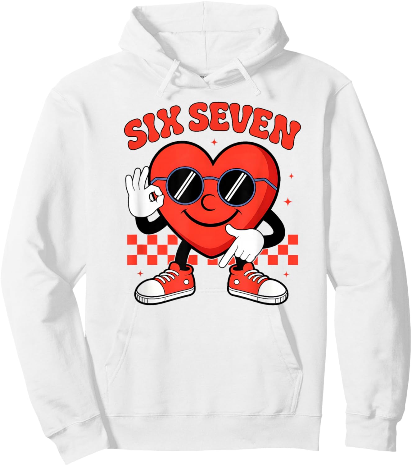 Six Seven 6 7 Valentines Day Heart Men Boys Kids 67 Meme Hoodie - Hoodie | White