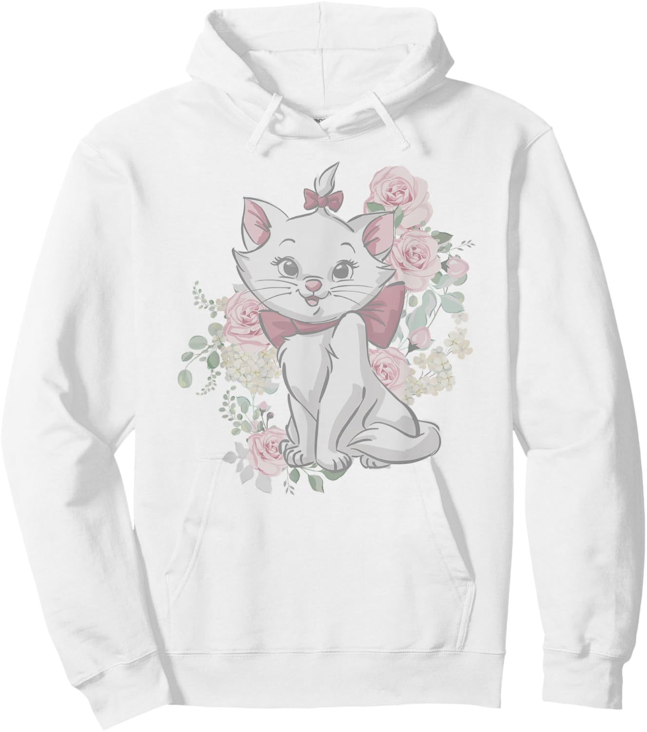 Disney The Aristocats Cute Marie Watercolor Roses Bouquet Hoodie - Hoodie | White