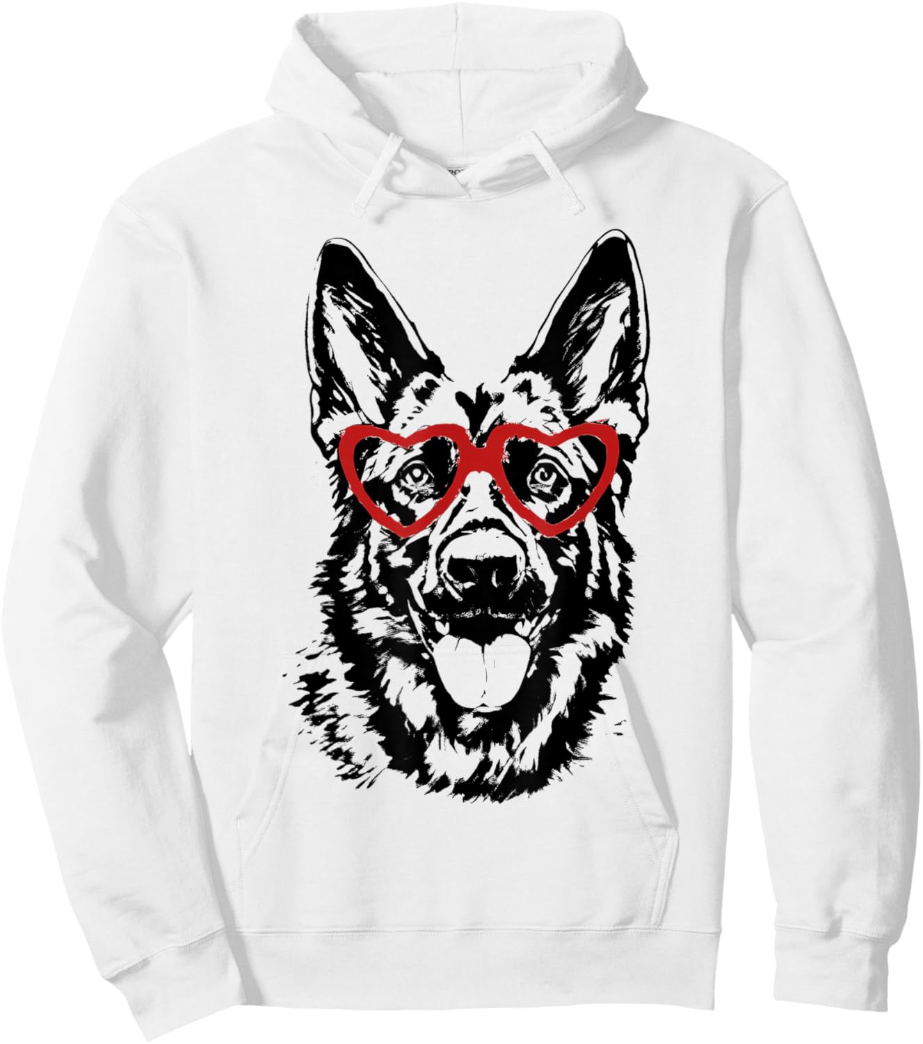 Valentine's Day German Shepherd with Heart Glasses Love Art Hoodie - Hoodie | White