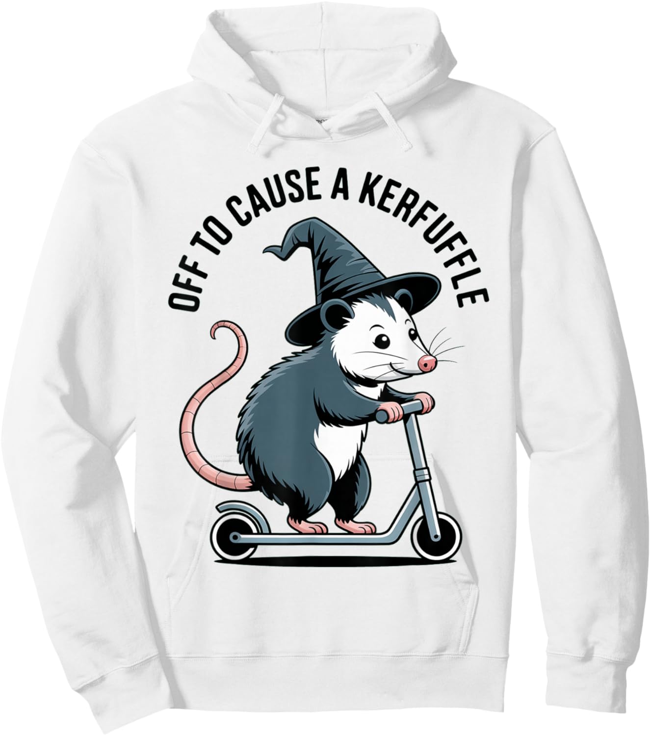 Off to Cause A Kerfuffle Possum Witch Scooter Chaos Hoodie - Hoodie | White
