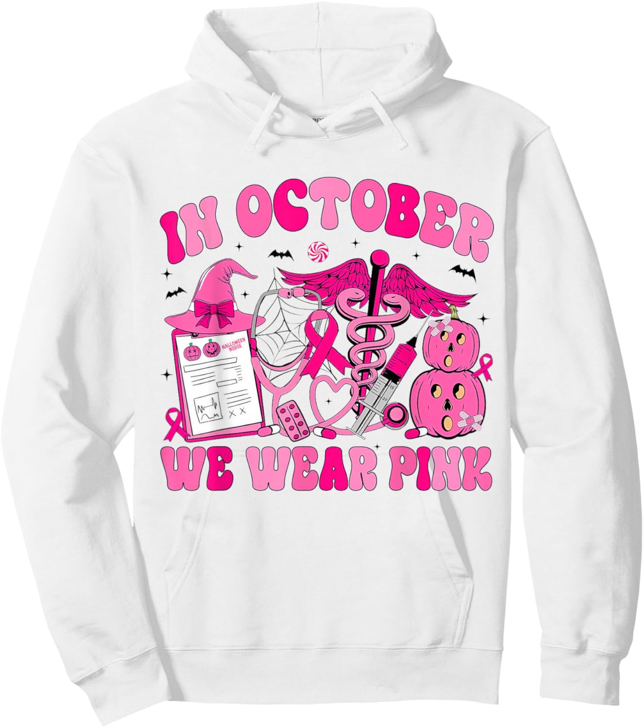 in October We Wear Pink Rehab Life Nurse Breast Cancer Hoodie - Hoodie | White