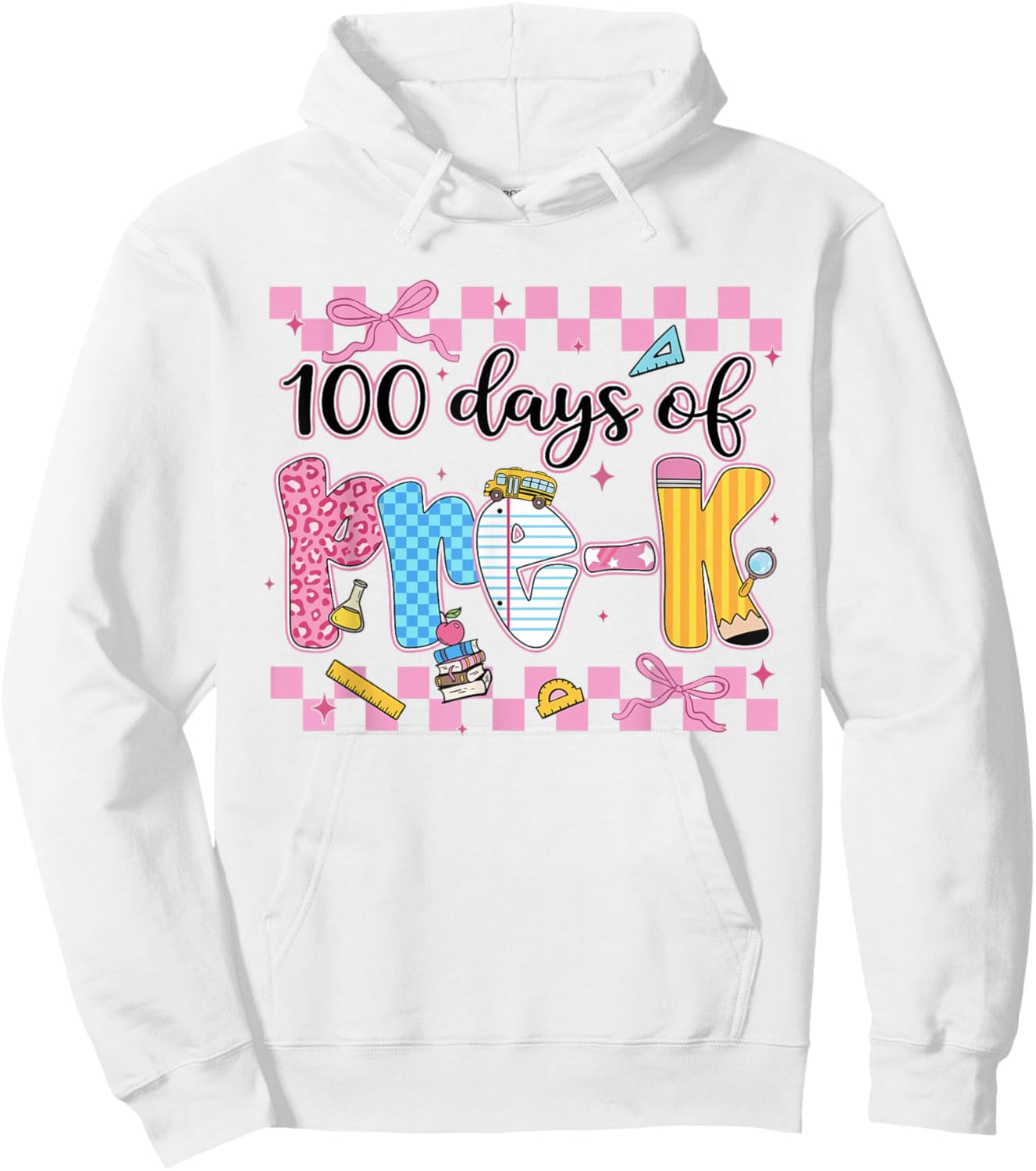 100 Days of Pre-K Teachers 100th Day of Preschool Girls Kids Hoodie - Hoodie | White