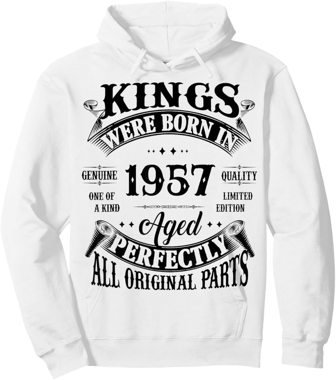 69th Birthday Gift Vintage Kings Born in 1957 69 Years Old Hoodie - Hoodie | White