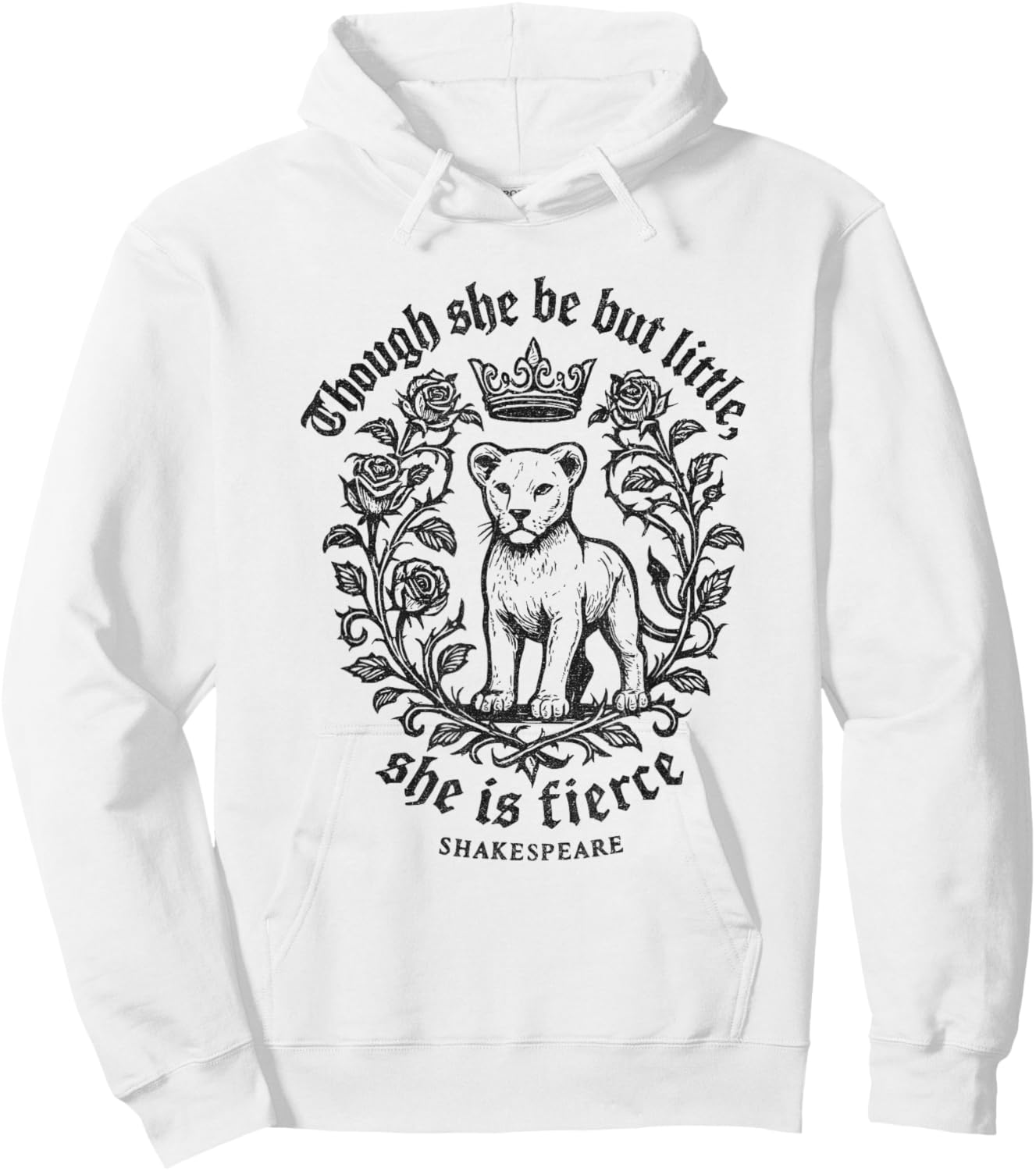Though She Be But Little Fierce Shakespeare Lion Girls Hoodie - Hoodie | White