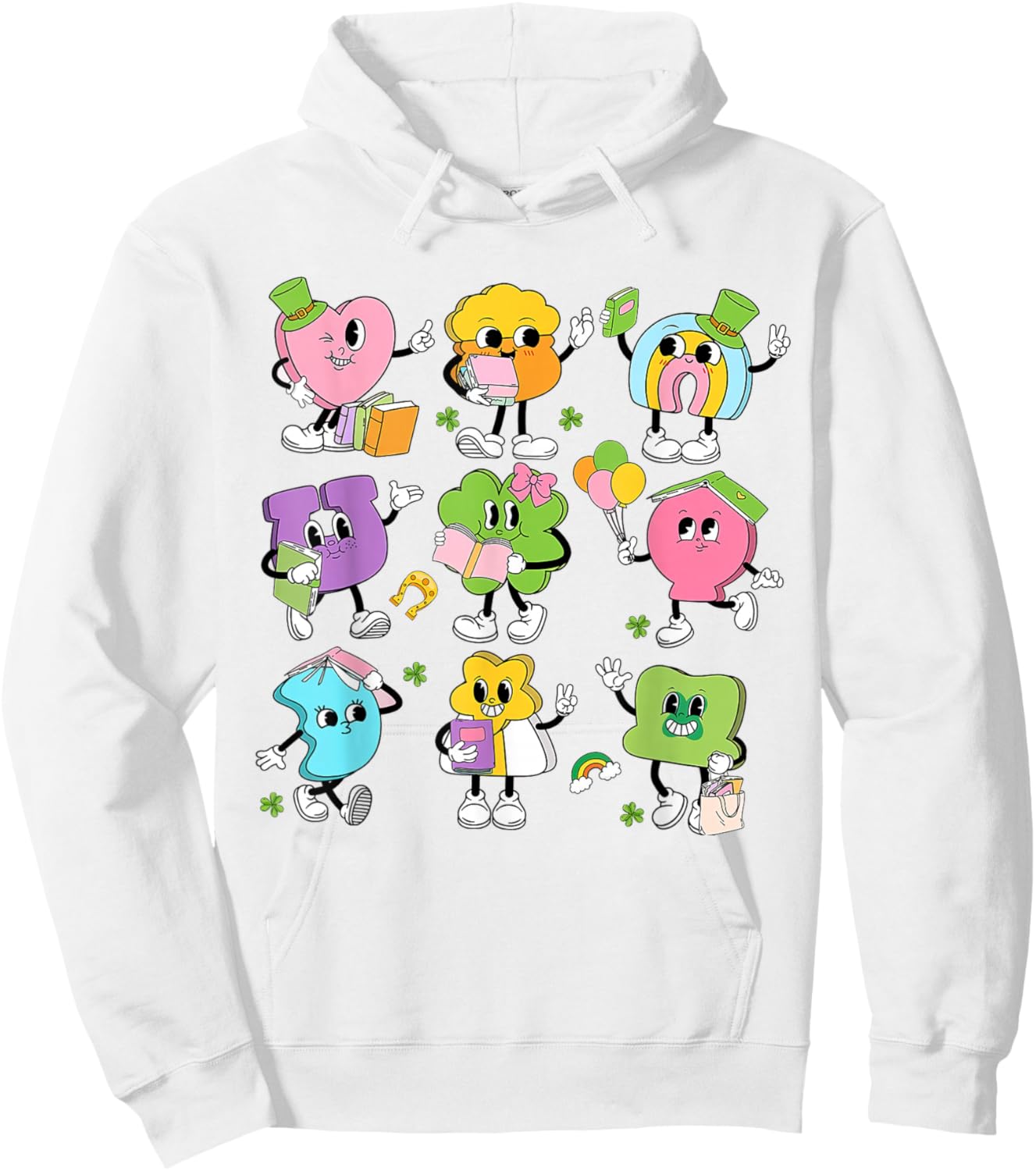 Funny Retro Teaching Lucky Charms Teacher Groovy St Patricks Hoodie - Hoodie | White