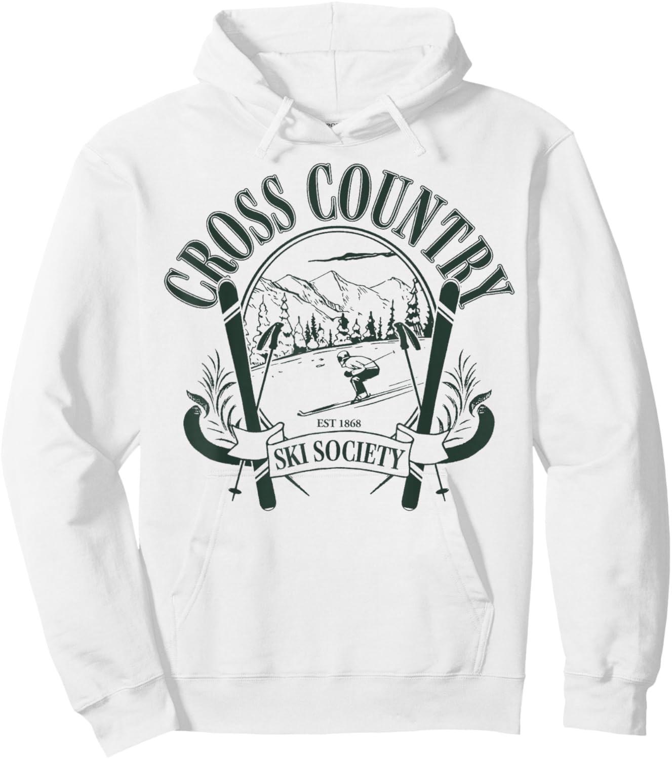 Trendy Apparel Cross Country Ski Society Est 1868 Ski Poles Hoodie - Hoodie | White