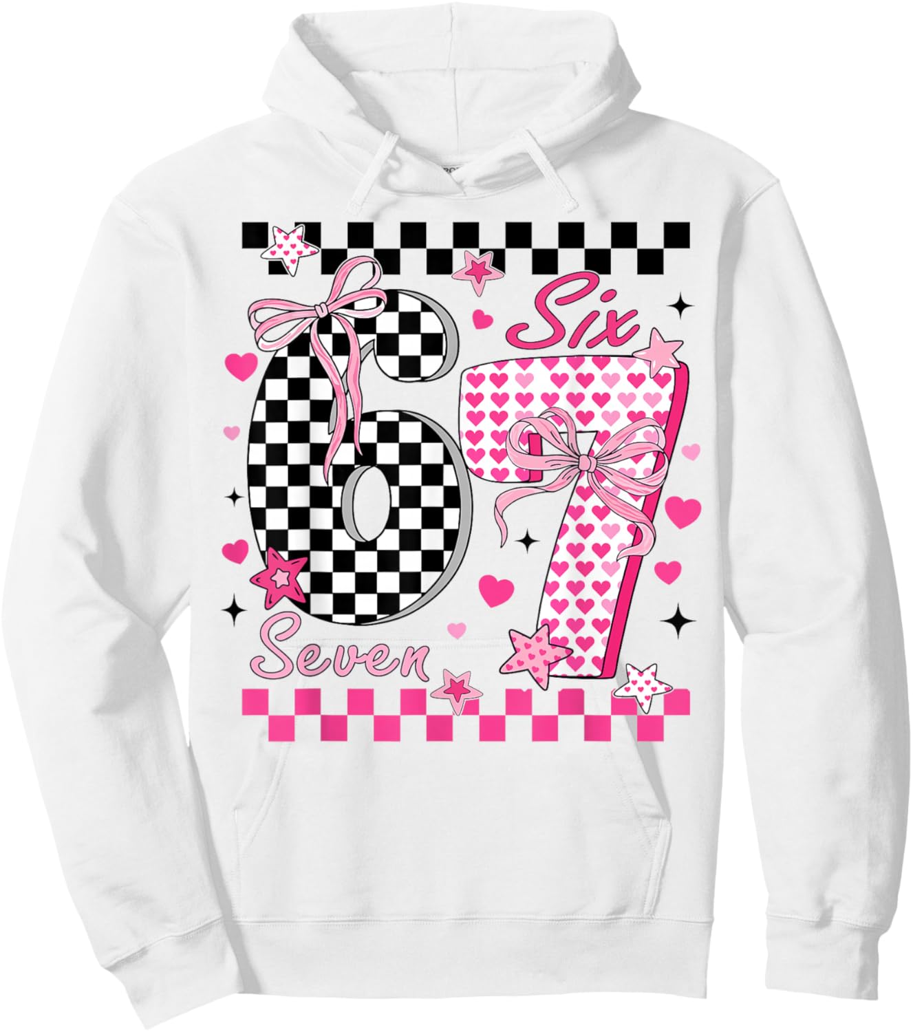 Funny Six Seven Coquette 6 7 Meme Men Women Valentine's Day Hoodie - Hoodie | White
