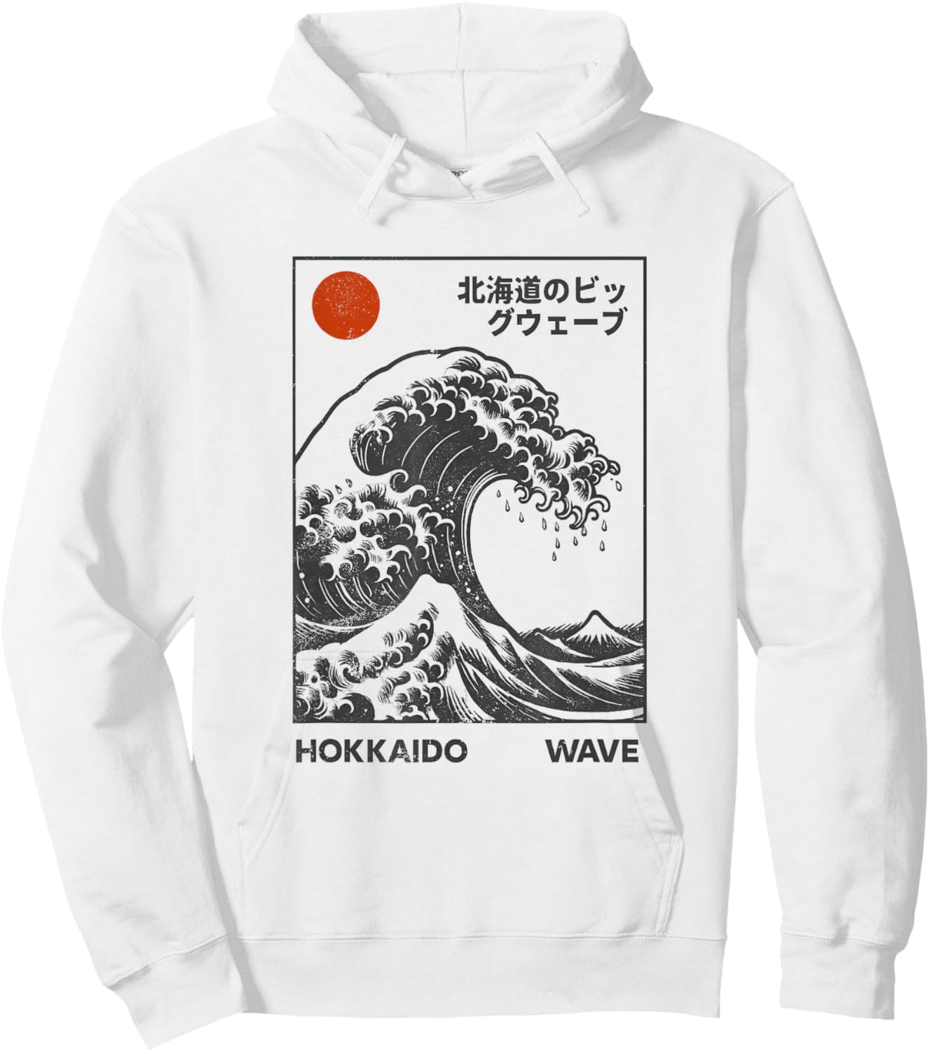 Hokkaido Wave Retro Japanese Surf Graphic Hoodie - Hoodie | White