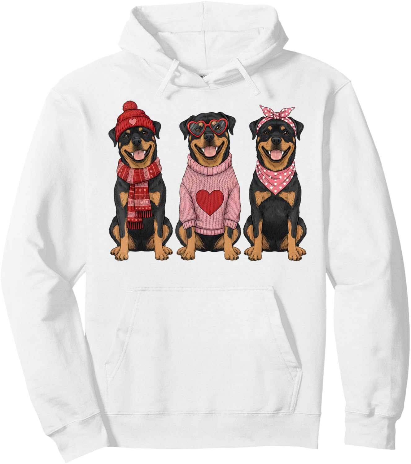 Cute Rottweiler Valentine Rottie Dog Hoodie - Hoodie | White