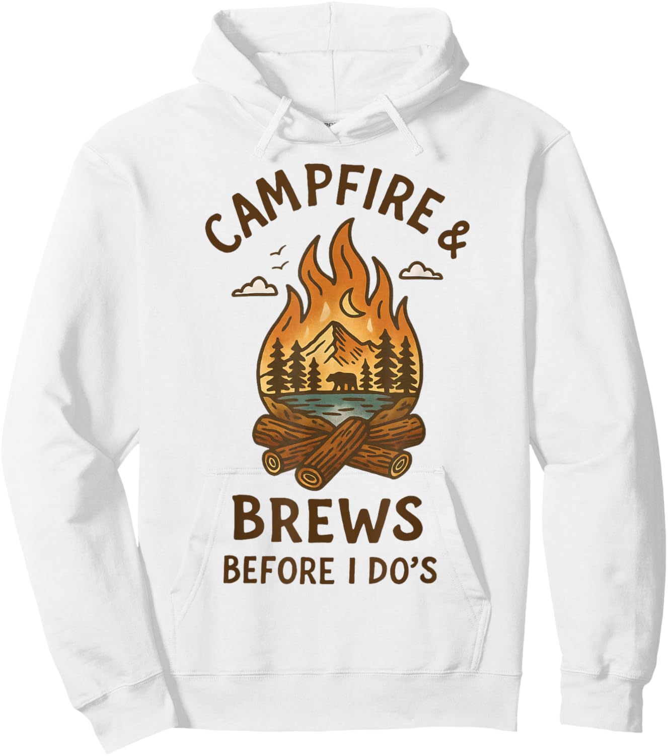 Bride Camping Bachelorette Campfire & Brews Before I Do's Hoodie - Hoodie | White