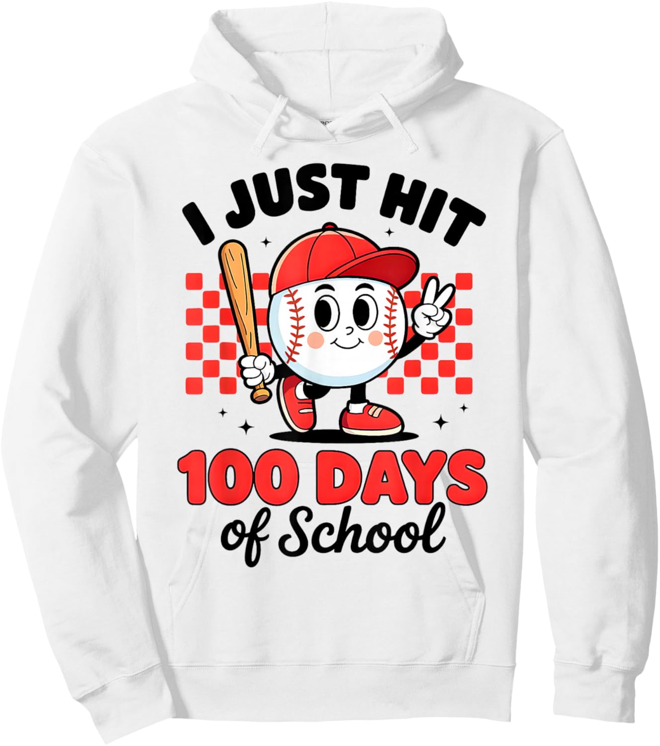 I Just Hit 100 Days of School Baseball 100th Day Boys Kids Hoodie - Hoodie | White