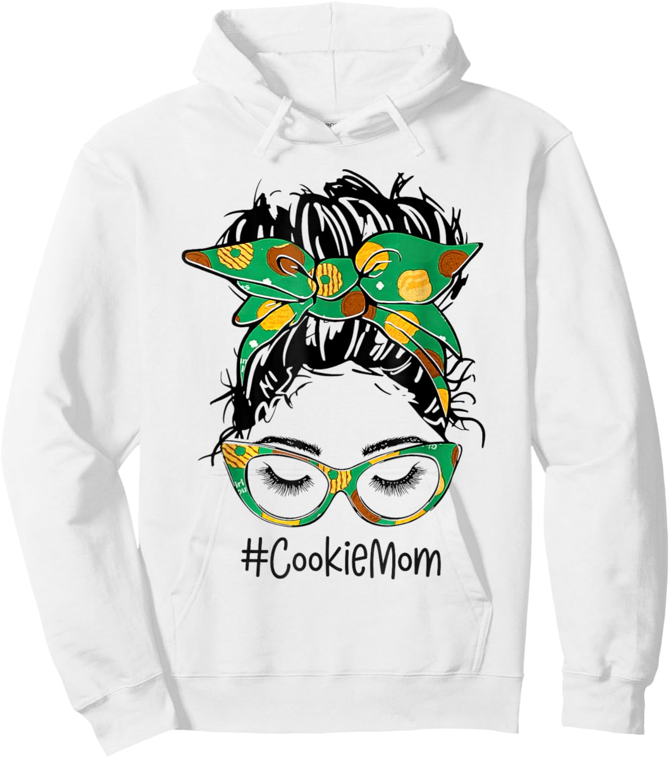 Scout Cookie Mom Girls Momlife Messy Bun Sunglasses Hoodie - Hoodie | White
