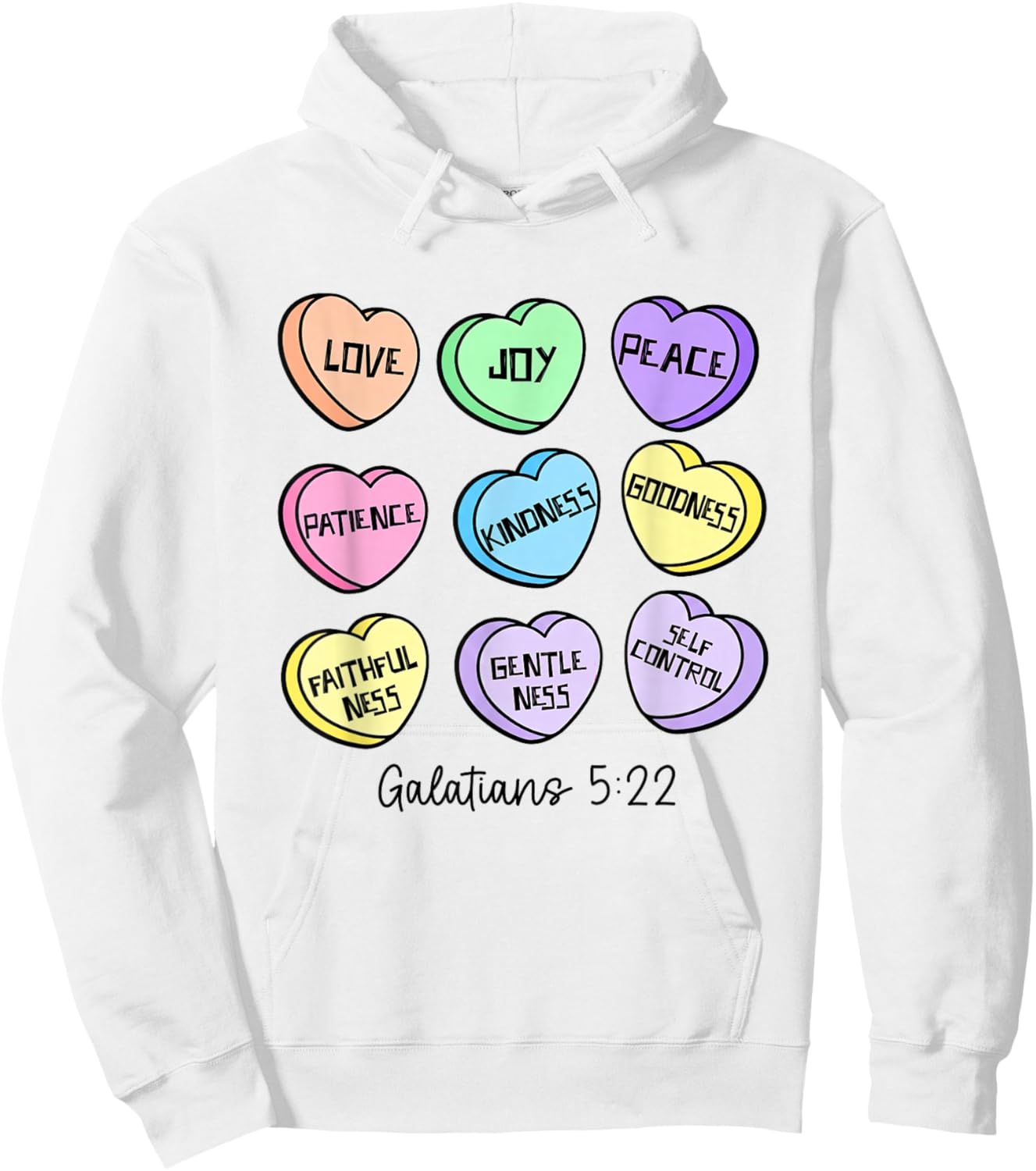 Love Joy Peace Christian Valentines Candy Heart Bible Verse Hoodie - Hoodie | White