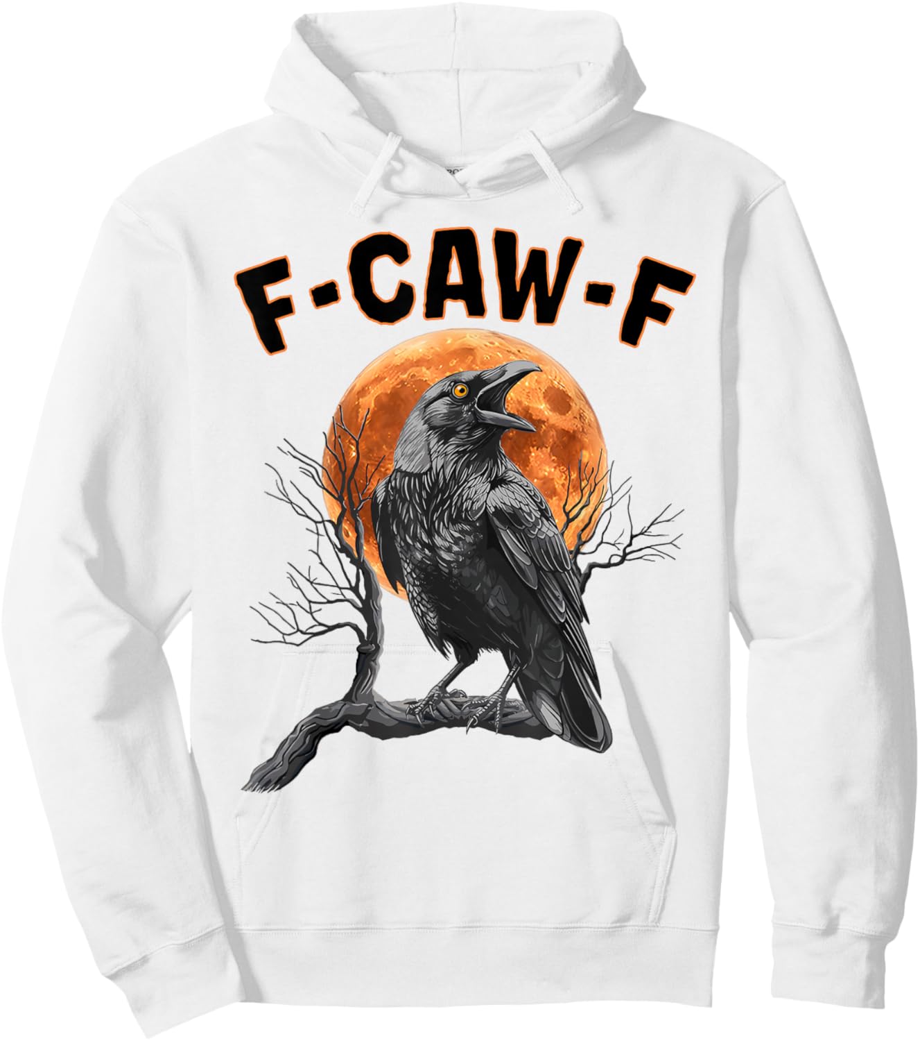 Black Crow, F-Caw-F Funny Black Bird Moon Gothic Hoodie - Hoodie | White