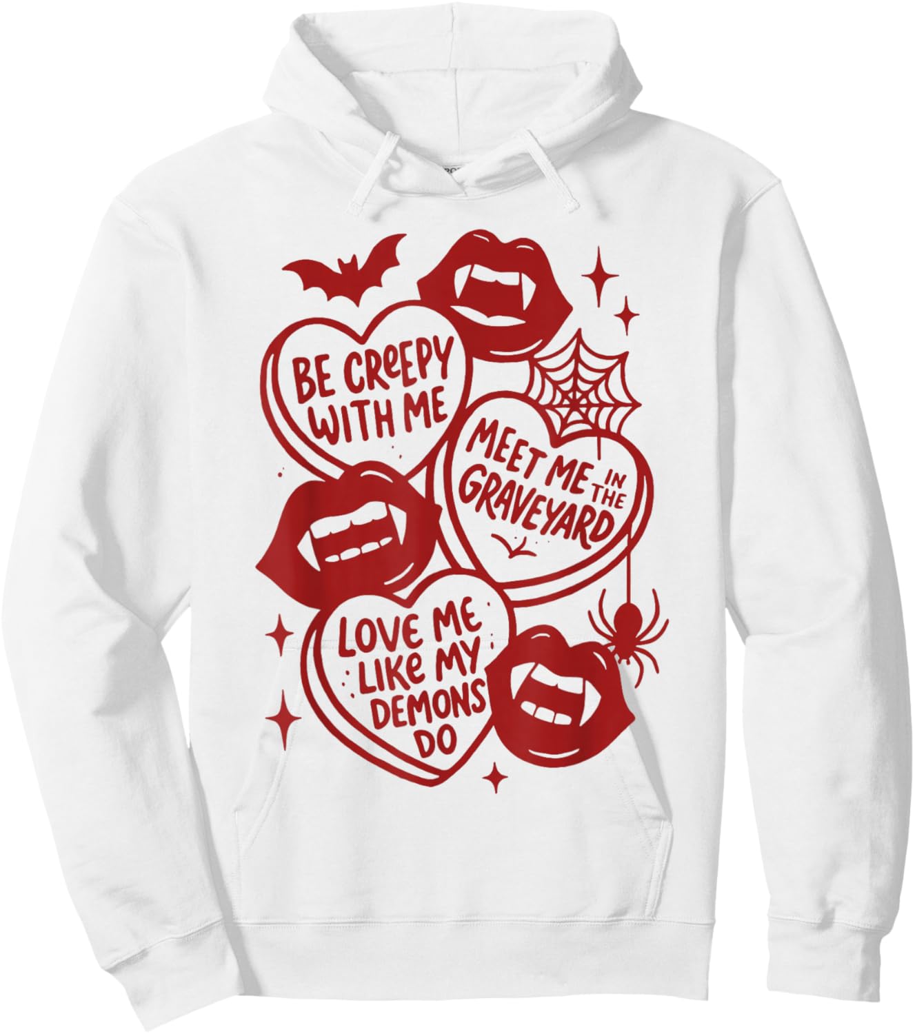 Valentine's Day Vampire Valoween Lovers Be A Creepy with Me Hoodie - Hoodie | White