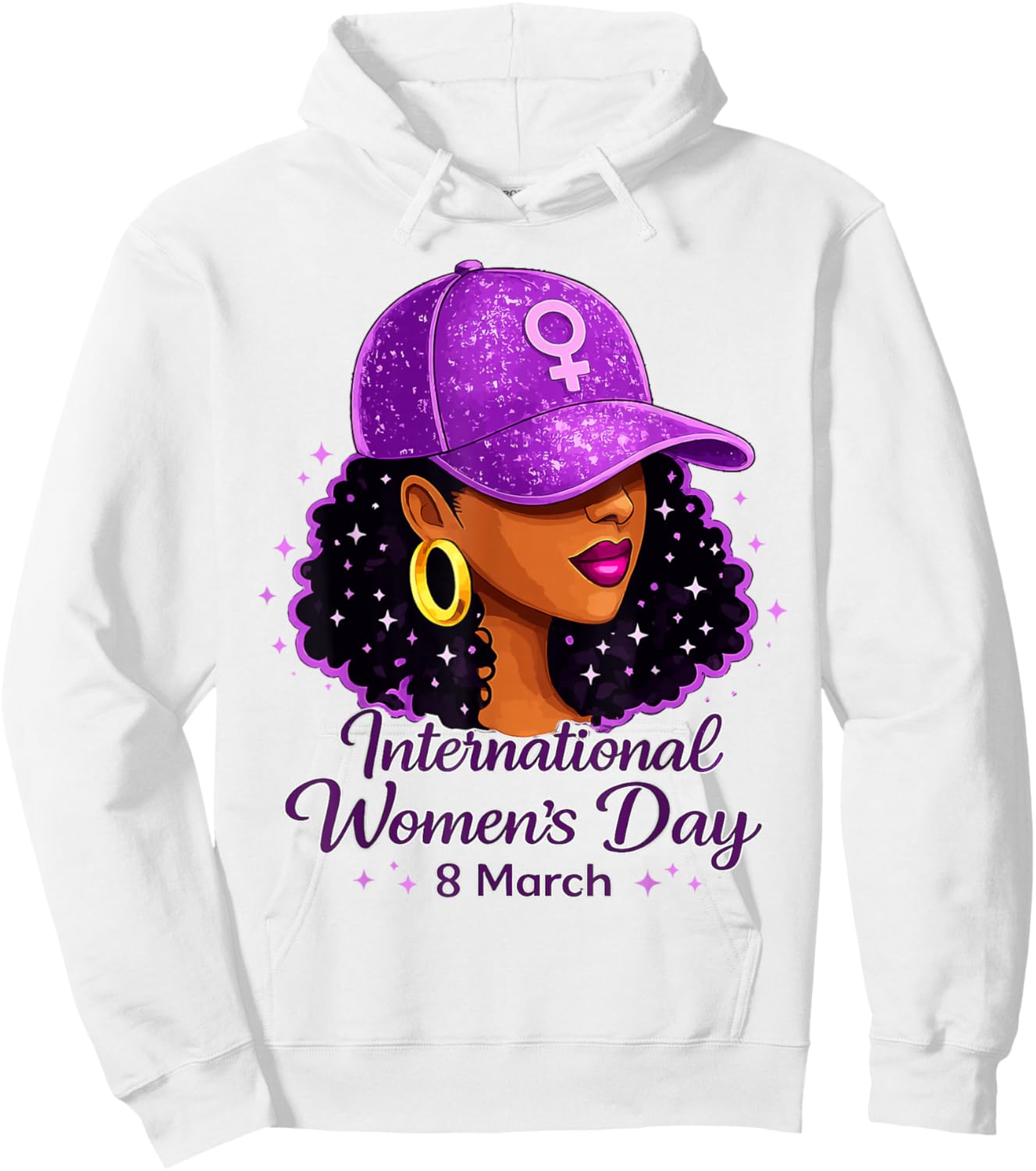 International Women's Day 2026 8 March Black Women Hoodie - Hoodie | White