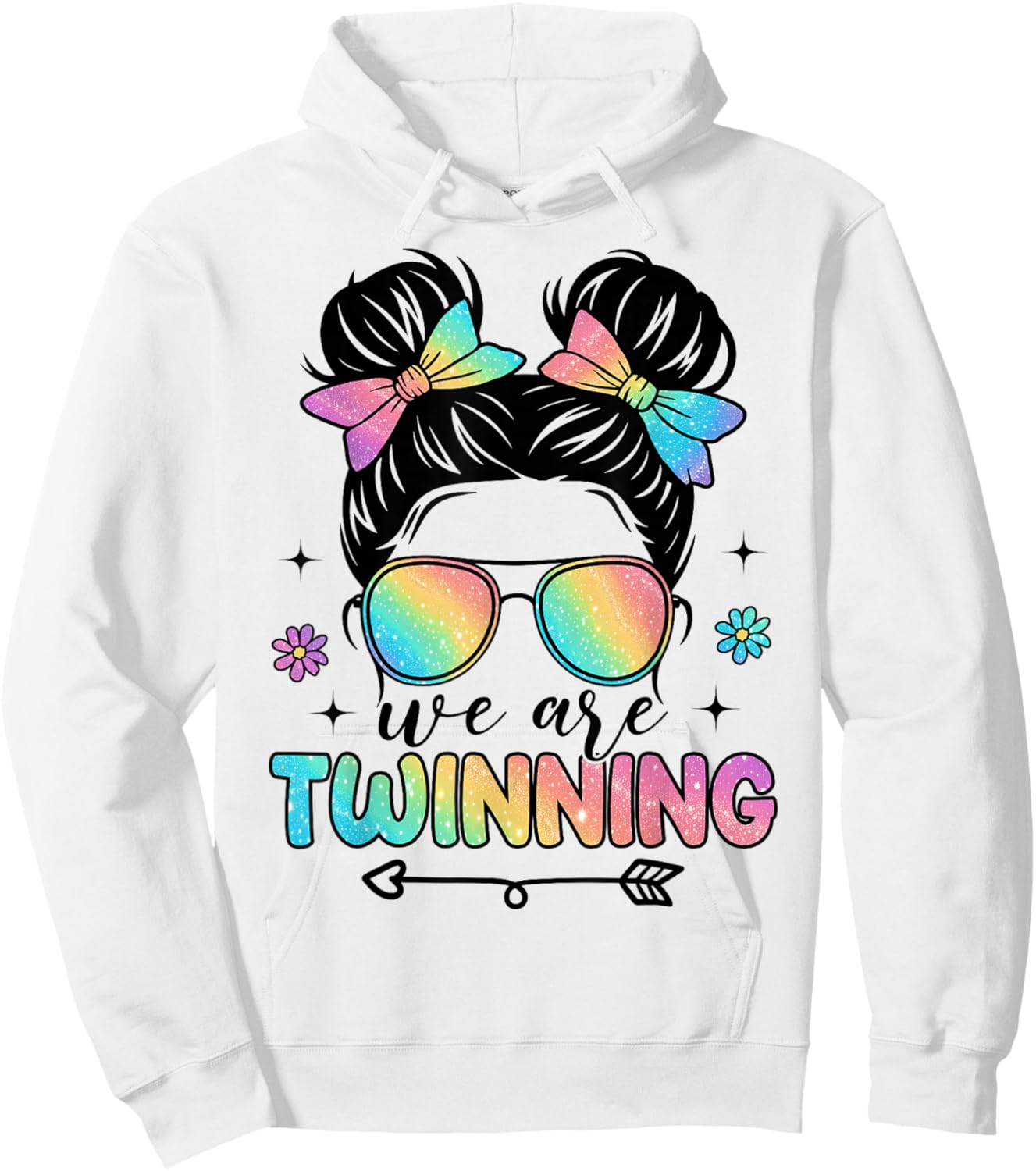 We're Twinning with My Bestie Messy Bun Twin Day Spirit Week Hoodie - Hoodie | White