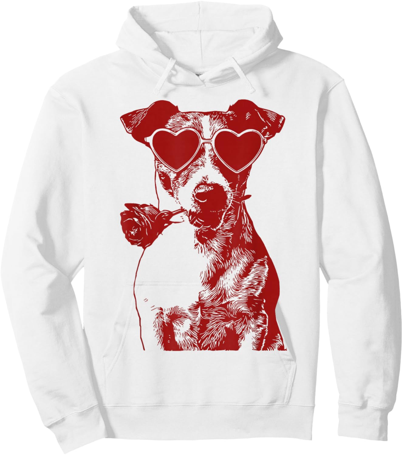 Valentine Jack Russell with Heart Sunglasses Romantic Dog Hoodie - Hoodie | White