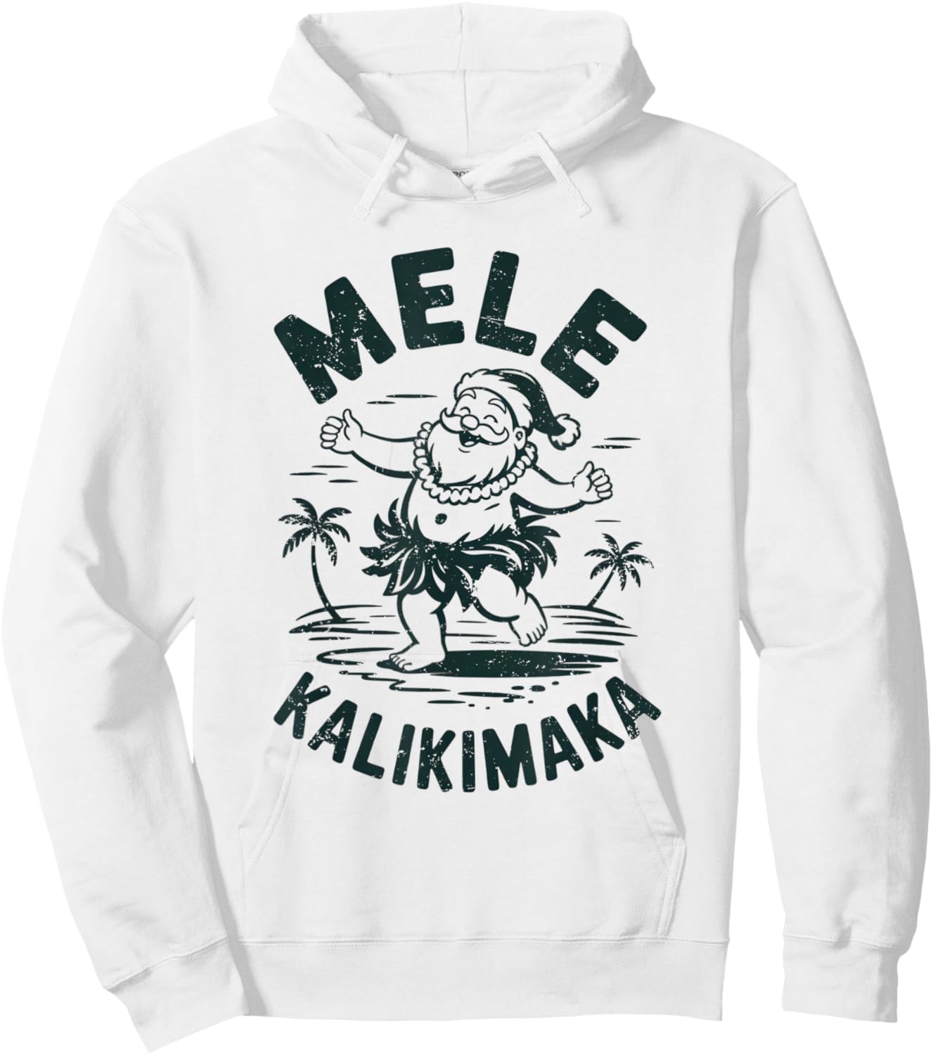 Mele Kalikimaka Hula Santa Hawaiian Christmas in Hawaii Hoodie - Hoodie | White