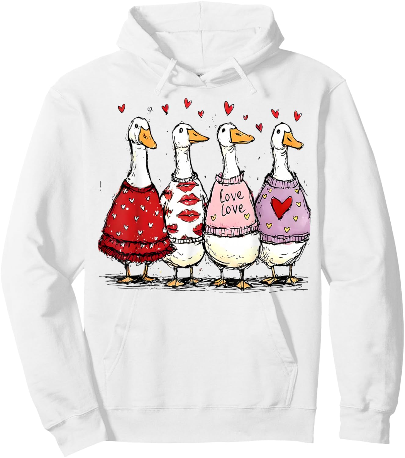 Funny Silly Goose Valentine Trendy Valentine's Day Men Women Hoodie - Hoodie | White