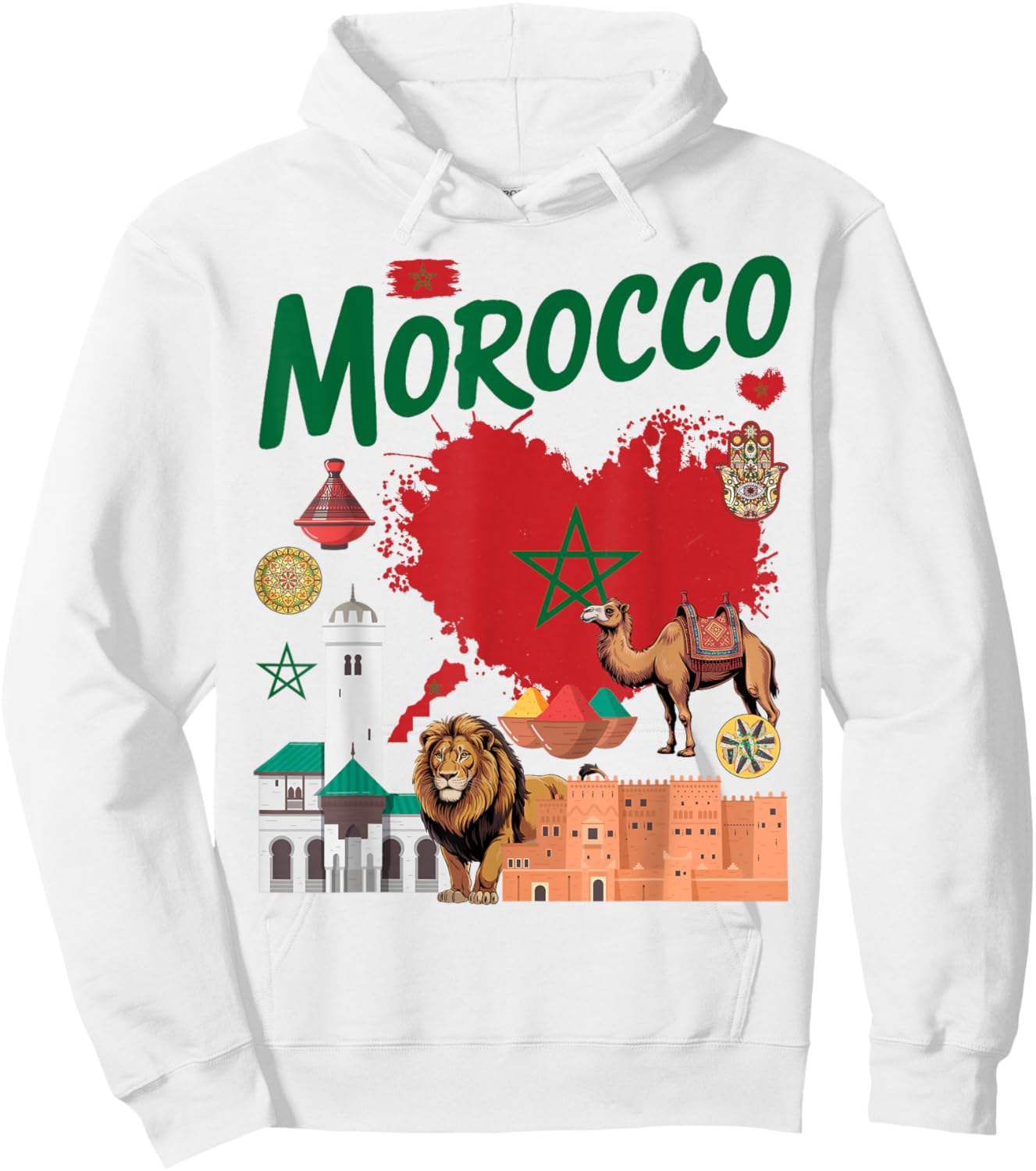Morocco Flag Outfit Idea for Kids Moroccan Themed Maroc Hoodie - Hoodie | White