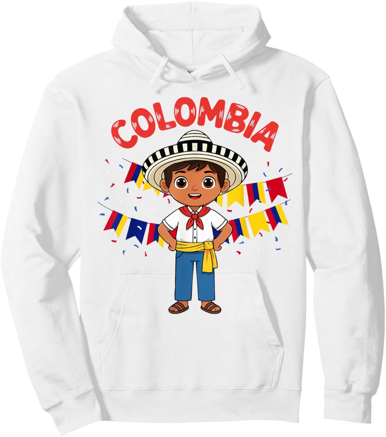 Colombia Colombian Boy Traditional Outfit Wear Flag Heritage Hoodie - Hoodie | White