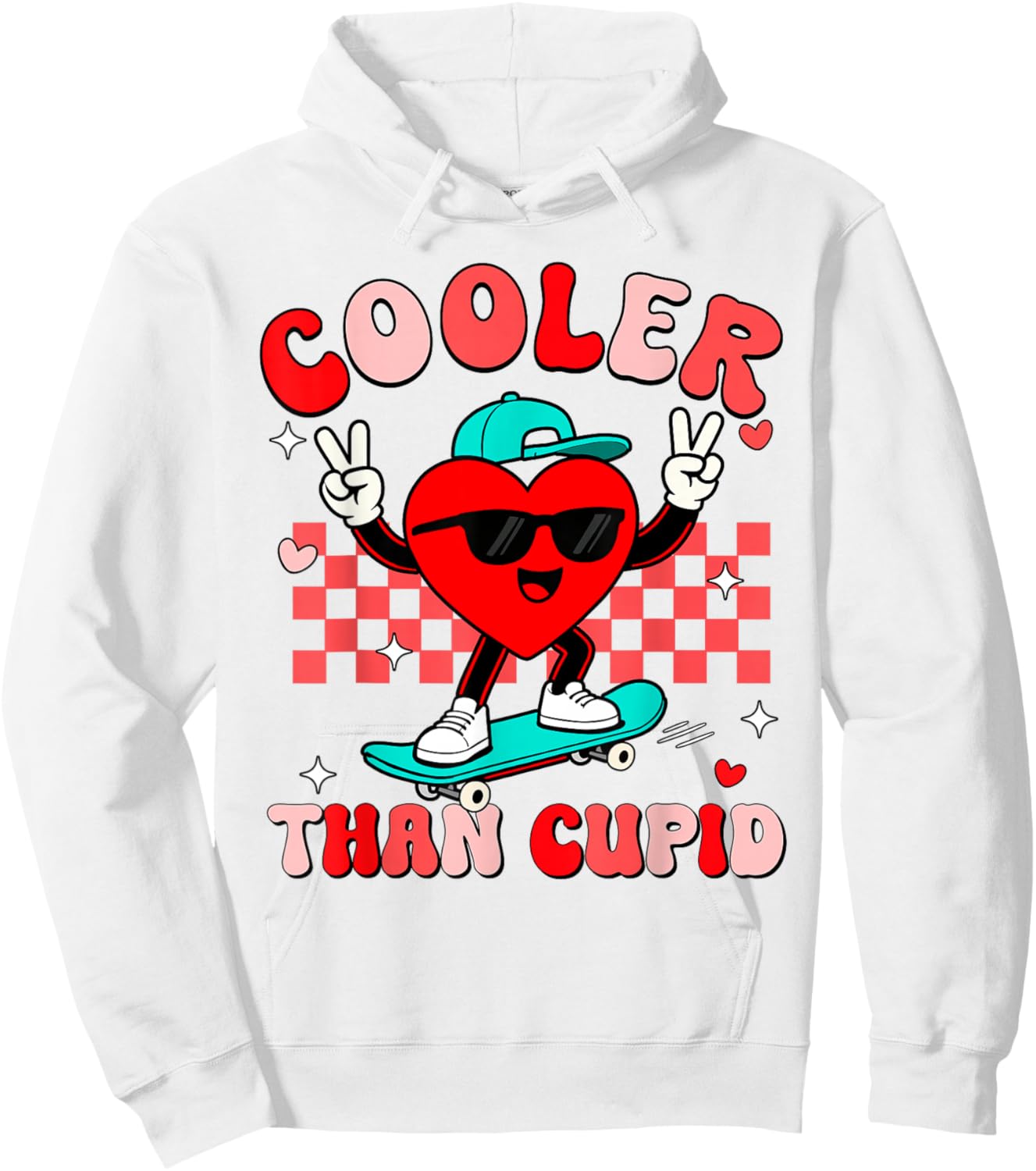 Cooler Than Cupid Valentines Day for Teens Kids Boys Girls Hoodie - Hoodie | White