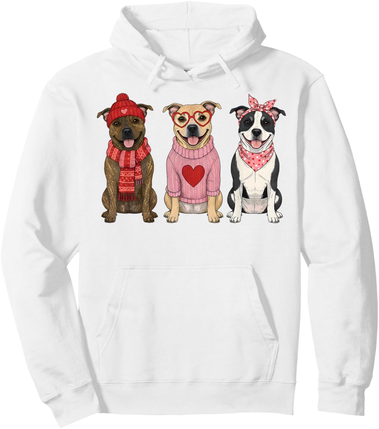 Cute Staffordshire Bull Terrier Valentine Dog Hoodie - Hoodie | White