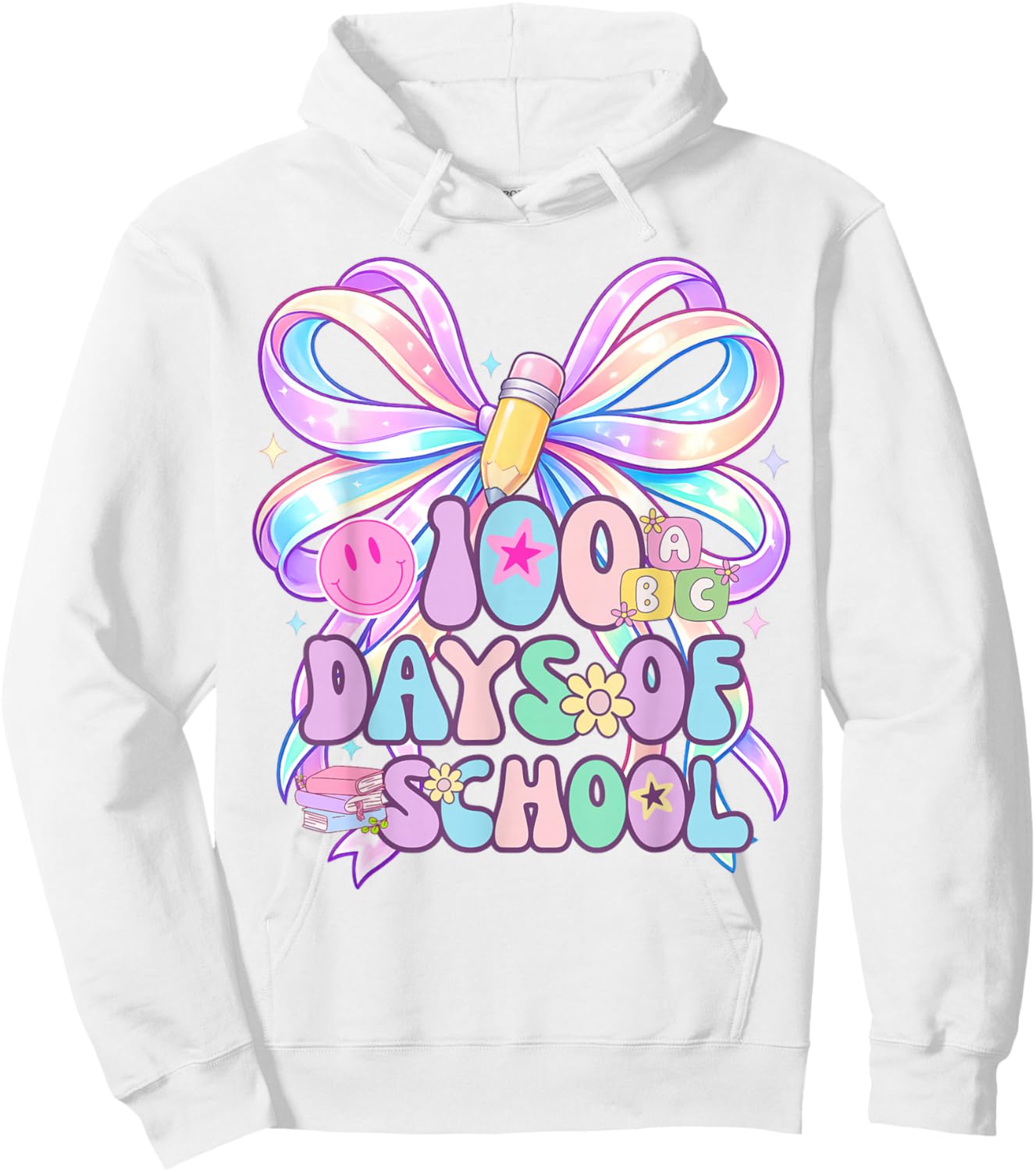 100 Days of School Coquette Bow 100th Day for Girls Teachers Hoodie - Hoodie | White