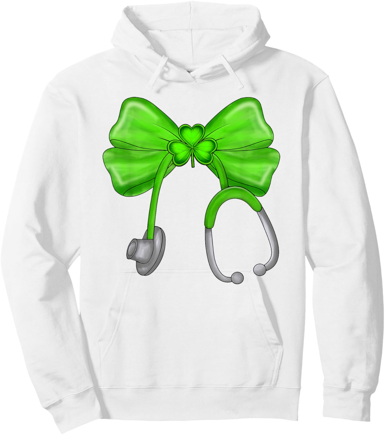 Irish Nurse Stethoscope Scrub Coquette Bow St Patricks Day Hoodie - Hoodie | White