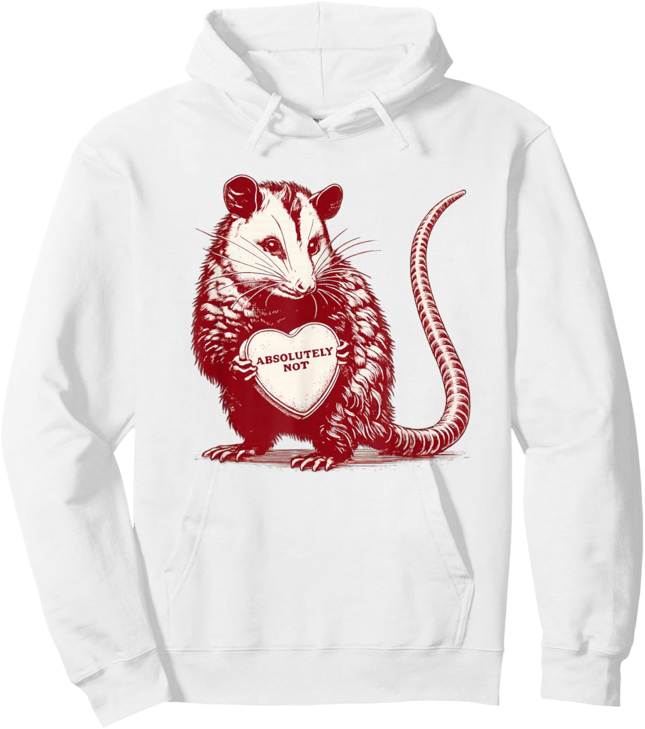 Absolutely Not Opossum Funny Valentine Animal Heart Hoodie - Hoodie | White