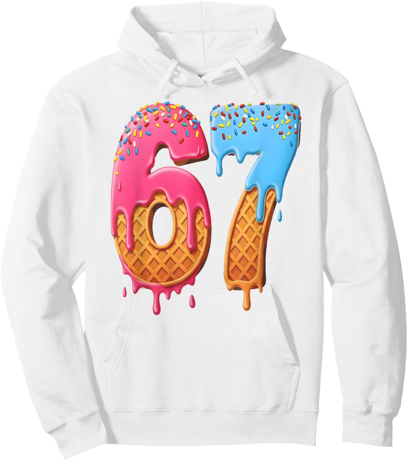 67 Ice Cream Drip Meme Funny Six Seven Gen Alpha Slang Hoodie - Hoodie | White