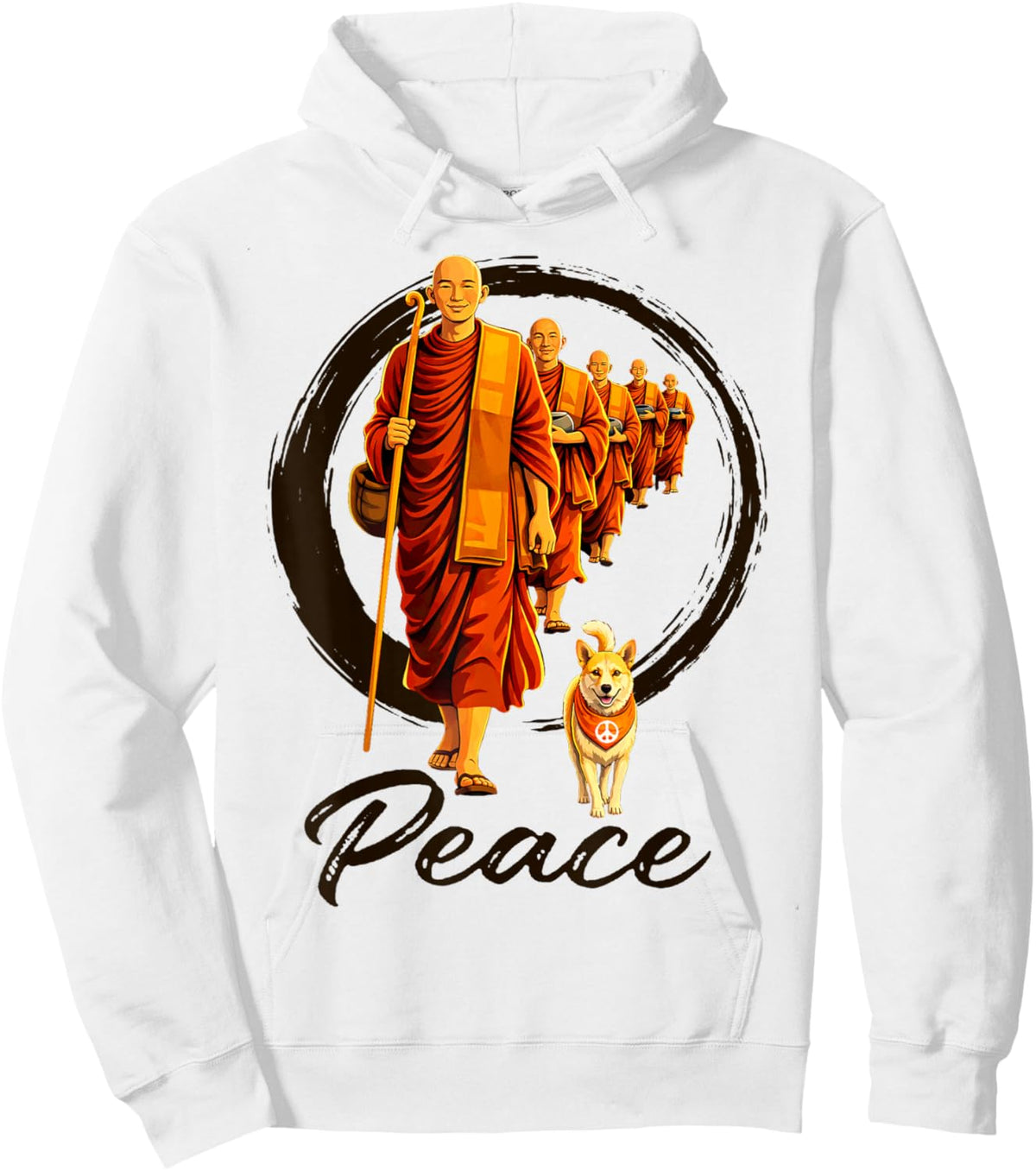 Peace Zen Walk for Peace Aloka Dog Mindful Buddhist Monks Hoodie - Hoodie | White