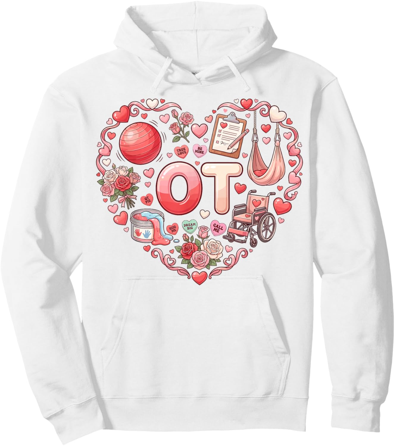 Groovy Occupational Therapy Valentines ot Conversation Heart Hoodie - Hoodie | White