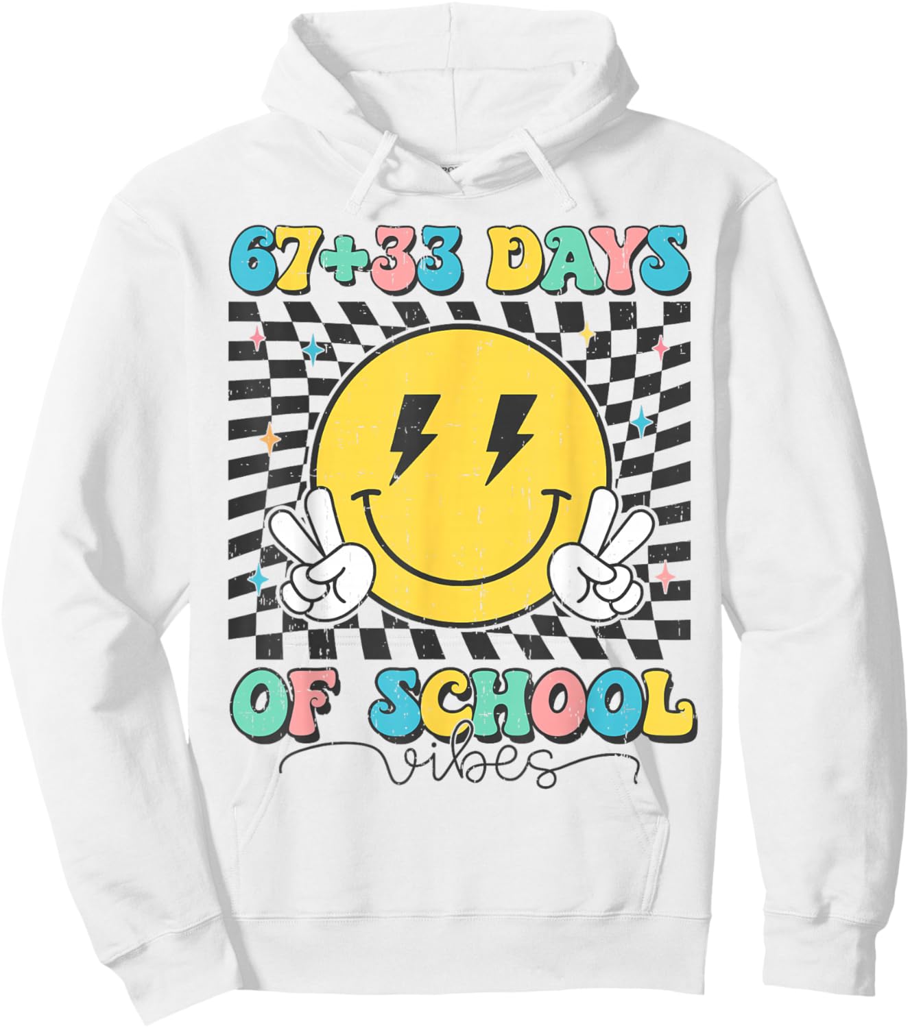 Retro Groovy 67 +33 Days of School 100th Day Kids Boys Girls Hoodie - Hoodie | White