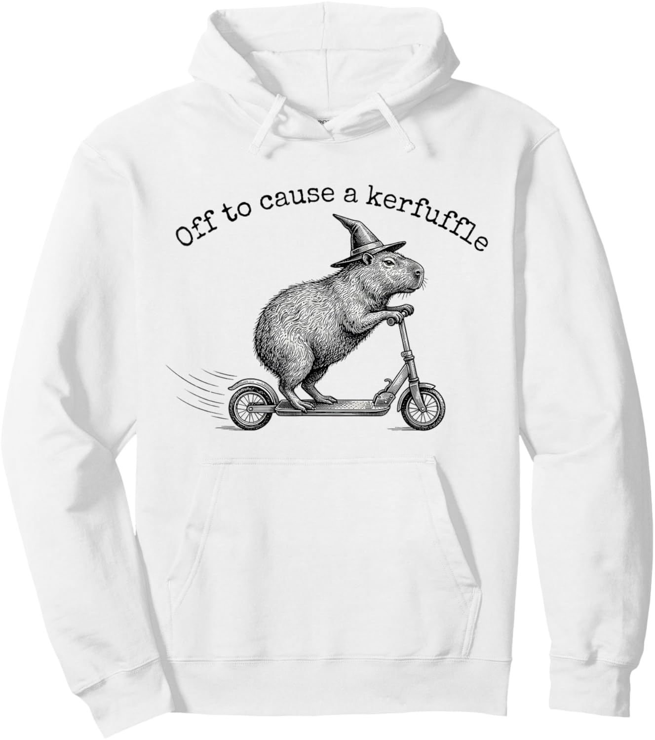 Off to Cause A Kerfuffle Funny Capybara Scooter Hoodie - Hoodie | White