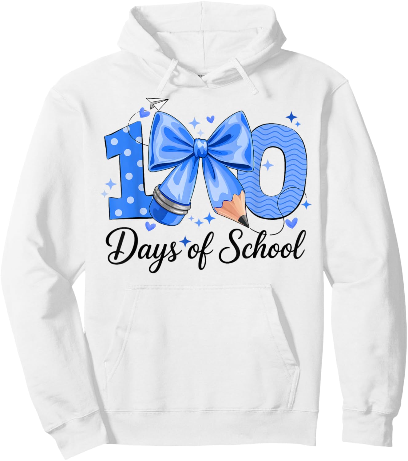 100 Days of School Coquette Bow 100th Day of School Boys Hoodie - Hoodie | White