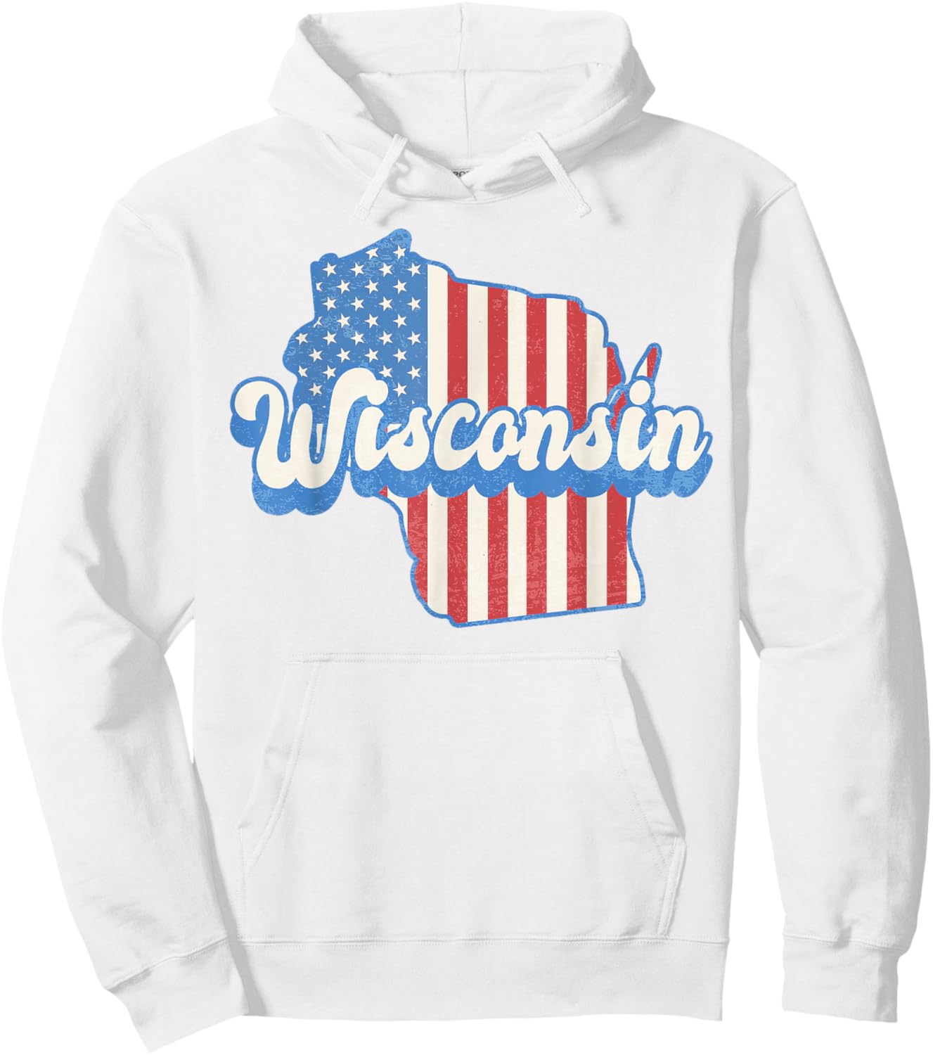 Wisconsin State Pride American Flag Hoodie - Hoodie | White