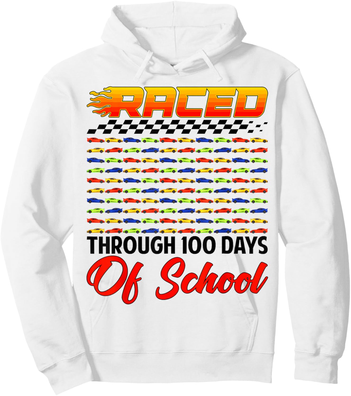 Raced Through 100 Days of School Racing Car Lovers Boys Men Hoodie - Hoodie | White