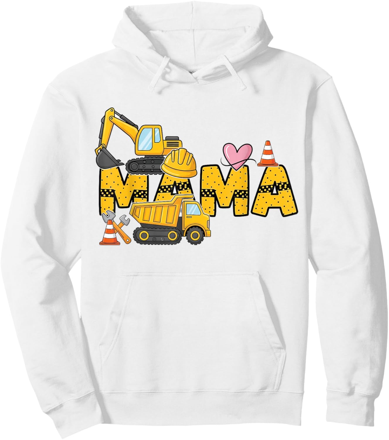 Mama Construction Crew Funny Excavator Birthday Family Hoodie - Hoodie | White