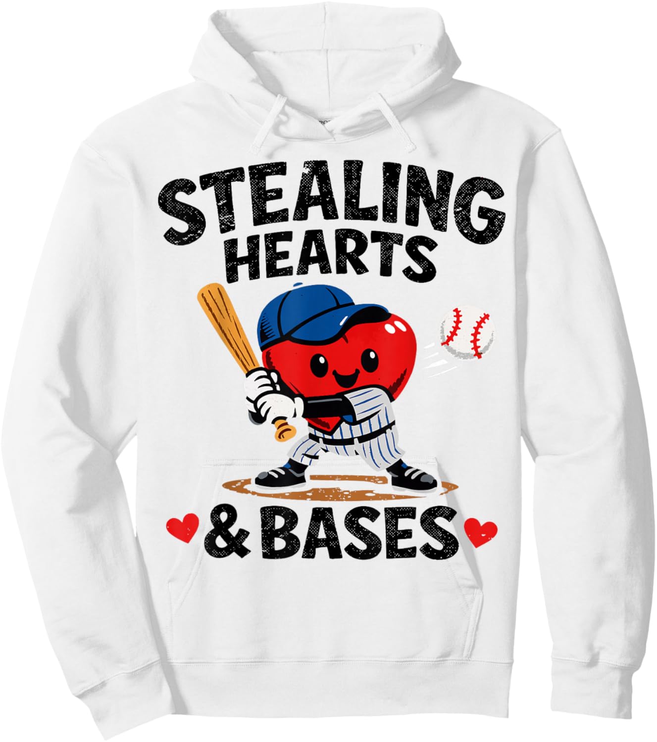 Stealing Hearts & Bases Valentine’s Day Baseball Love Hoodie - Hoodie | White
