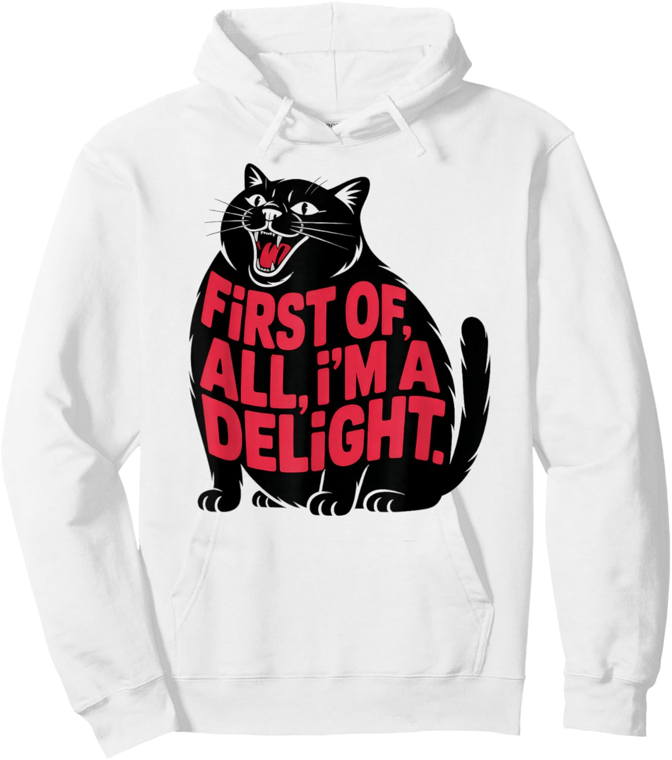 First of All I'm a Delight Roaring Black cat Hoodie - Hoodie | White