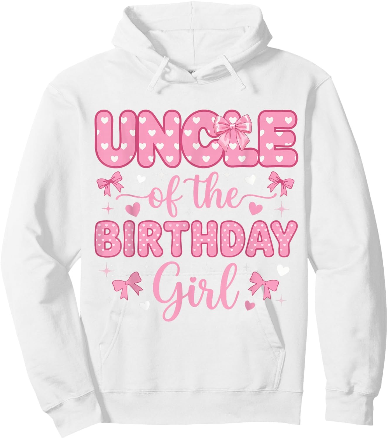 Uncle of Birthday Girl Coquette Bow Party Family Matching Hoodie - Hoodie | White