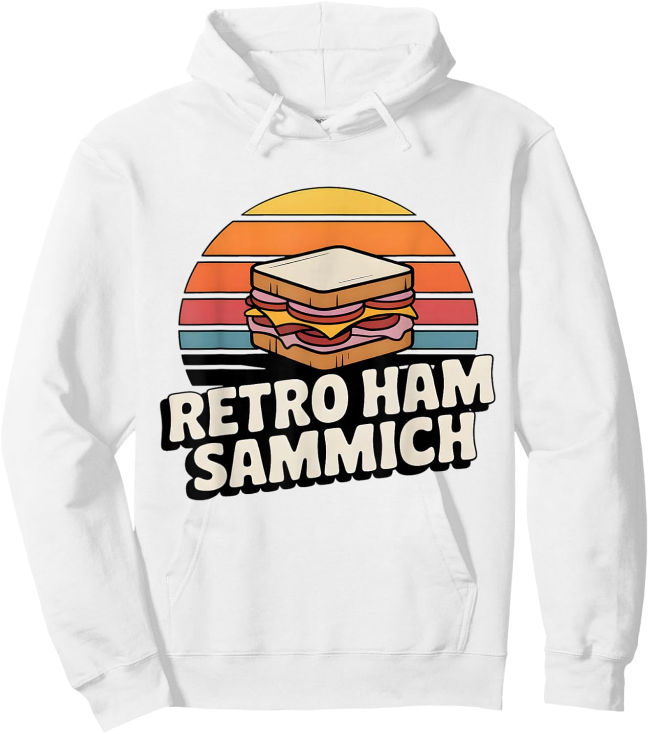 Retro Ham Sammich Funny Food Humor Vintage Deli Lovers Hoodie - Hoodie | White