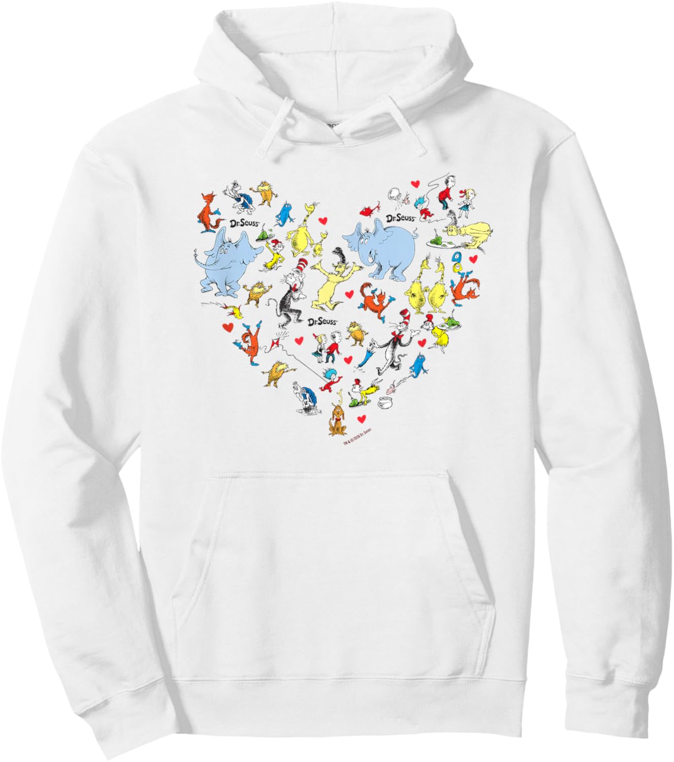 The Cat in The Hat Characters and Hearts Officially Licensed Hoodie - Hoodie | White