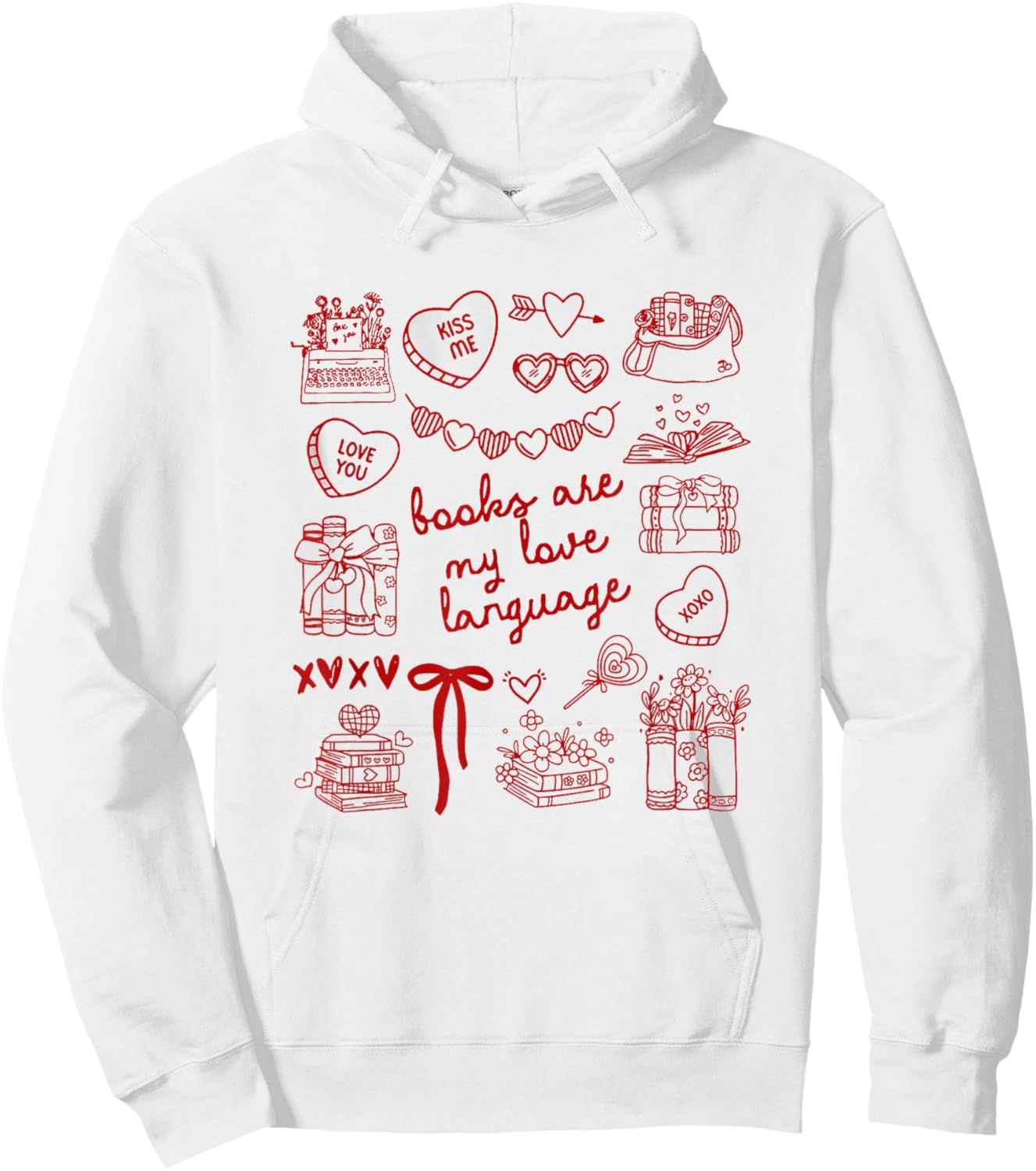 Bookish Valentine Book Lover Bookworm Librarian Aesthetic Hoodie - Hoodie | White