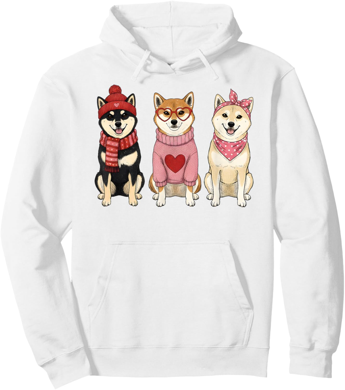 Cute Shiba Inu Valentine Dog Hoodie - Hoodie | White
