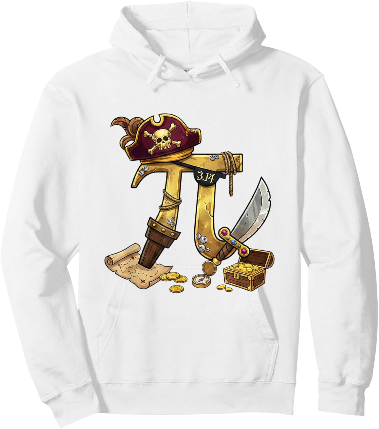 Pi Rate Pirate Pi Day 3.14 Math Pun Nerd Men Women Kids Hoodie - Hoodie | White