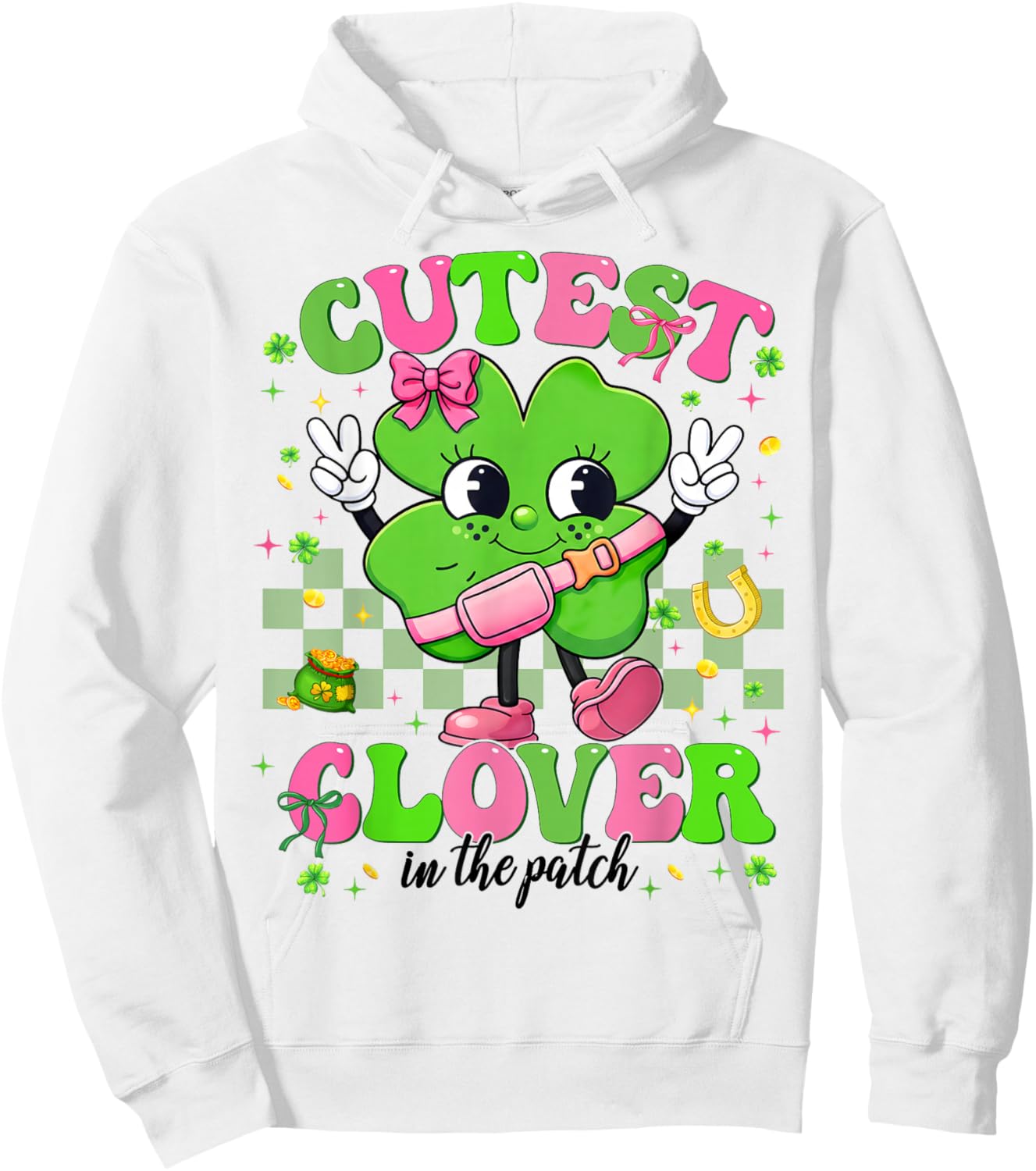 Cutest Clover Shamrock St Patricks Women Kid Toddler Girl Hoodie - Hoodie | White